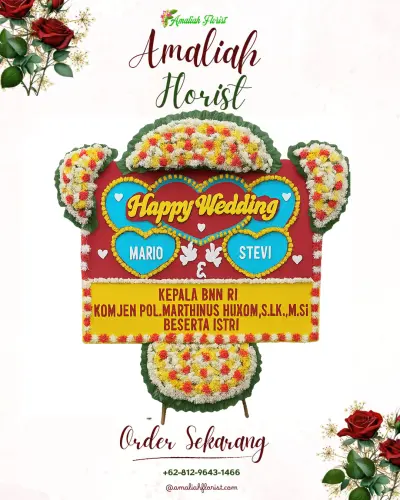 Karangan Papan Bunga Pernikahan di Sindangkasih